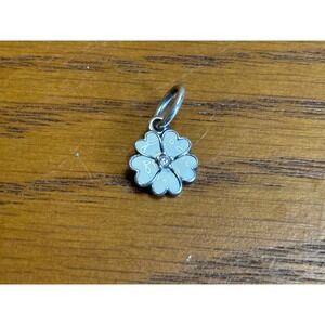 Authentic Pandora White Enamel Primrose Dangle Charm Sterling Silver P-232